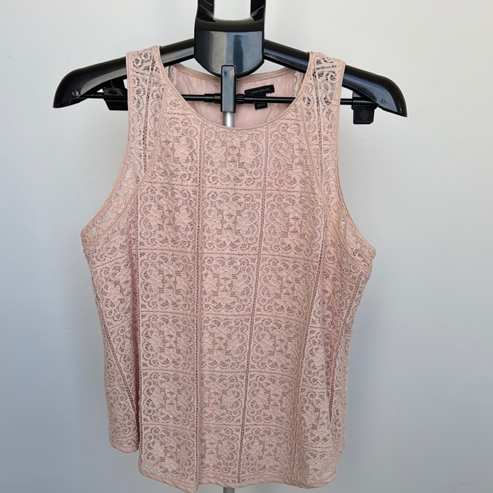Ann Taylor Pink Lace Tank Top